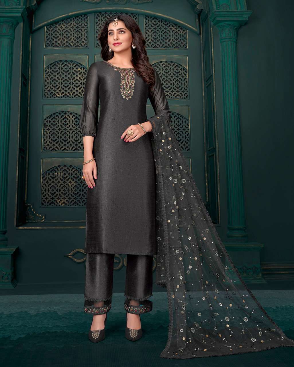 Lily & Lali-Maria 9-Silk-Handwork-Kurti-Inner-Silk-Pant-Sequence-Embroidery-Work-Dupatta-10201